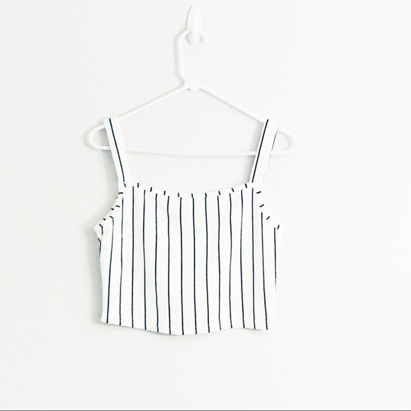 Shein Striped Black and White Crop Top Size Large - Picture 1 of 4